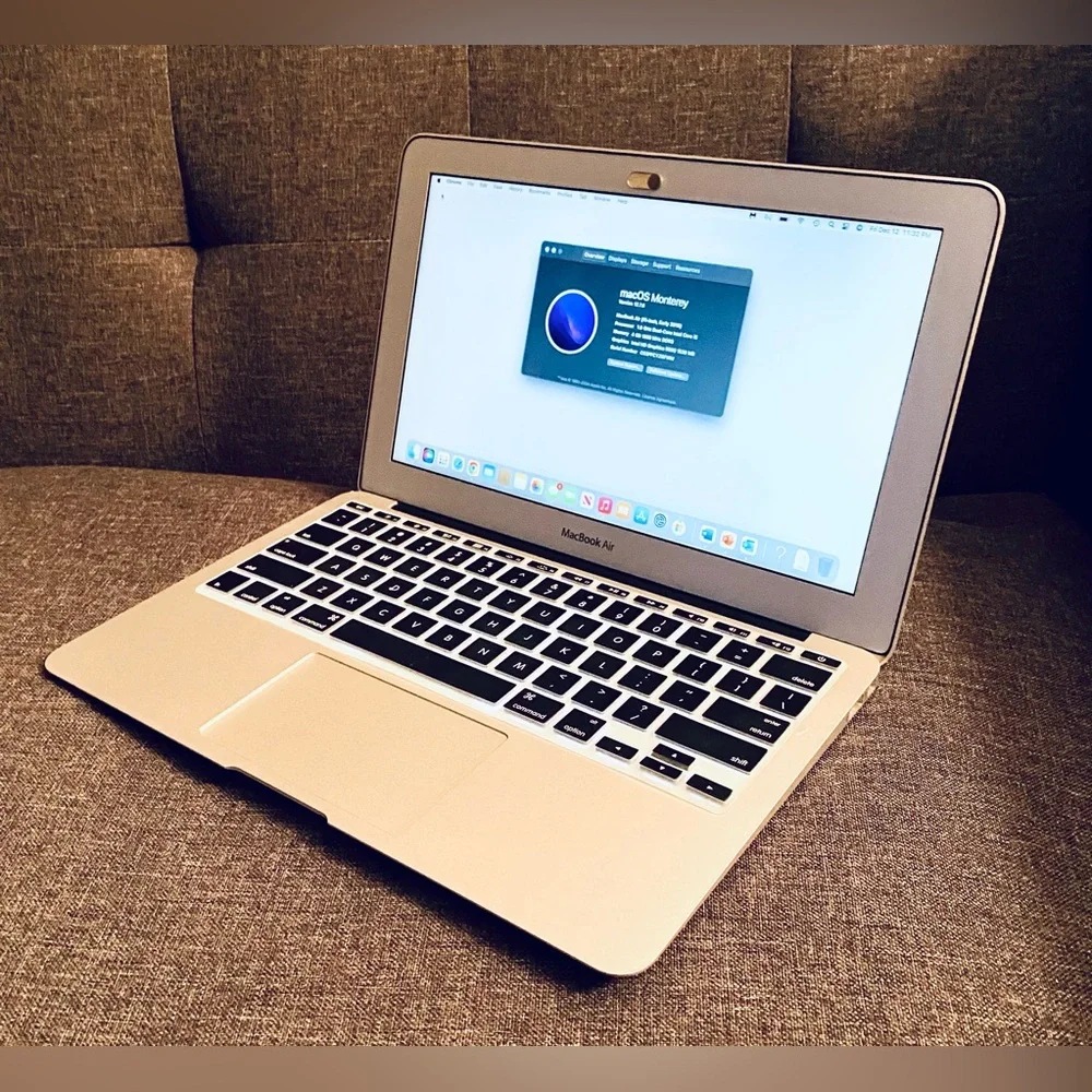 Apple MacBook Air with Charger & Cherry Blossom Wood Case & keyboard cover